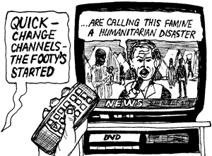 "Quick - change channels - the footy's started"