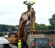 Protesters stopping diggers at the Hill Of Tara, Ireland